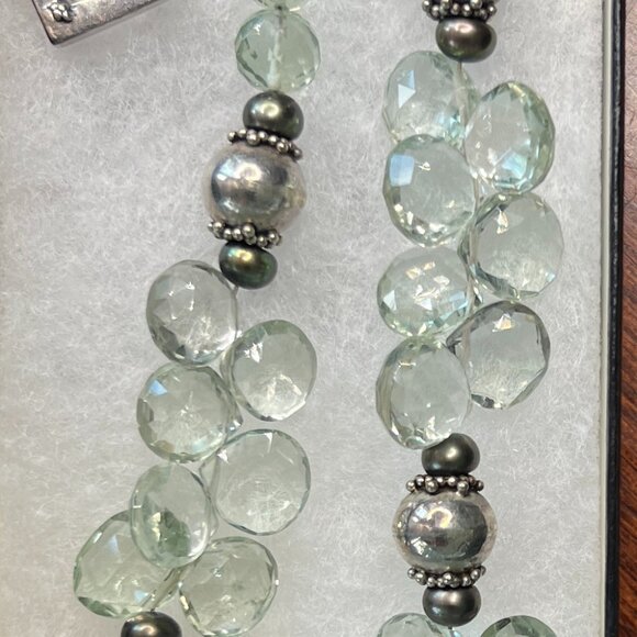 Original Handmade Quartz and Sterling Silver Filigree Toggle Necklace 16" - Picture 3 of 4